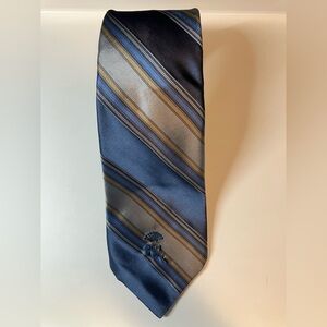 Vintage Countess Wara Tie Blue Gold Striped Mens 55 1/2” 3 1/2"